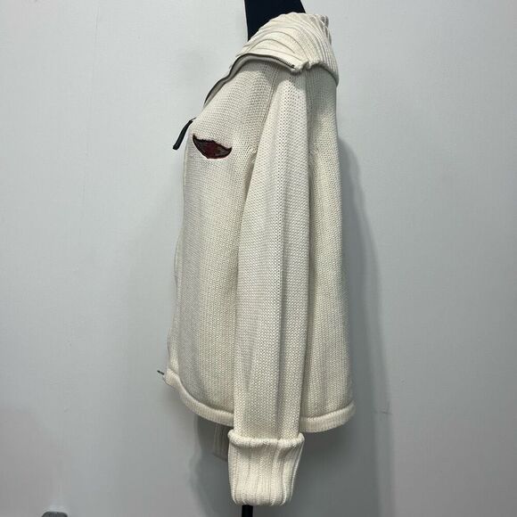 Vintage Harley Davidson Heavy Zip Cardigan Turtleneck Sweater Sz 2W Cream Tan - Picture 11 of 14